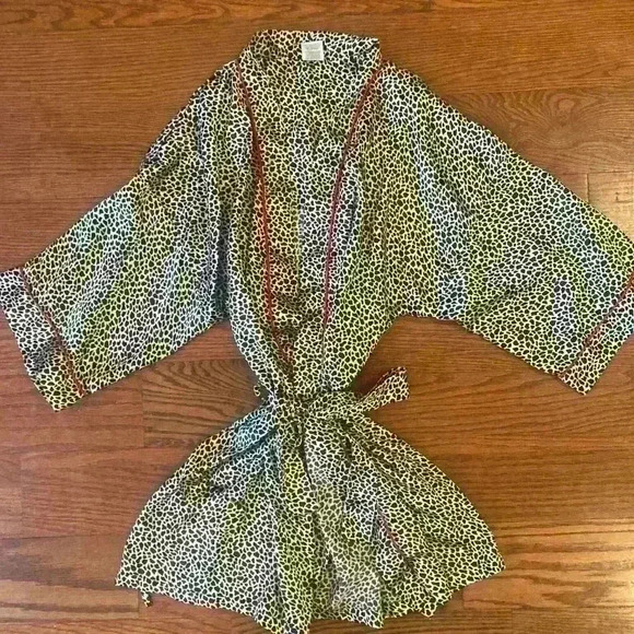 Animal Leopard Print Bath Robe Pink Trim size XL - Picture 2 of 9